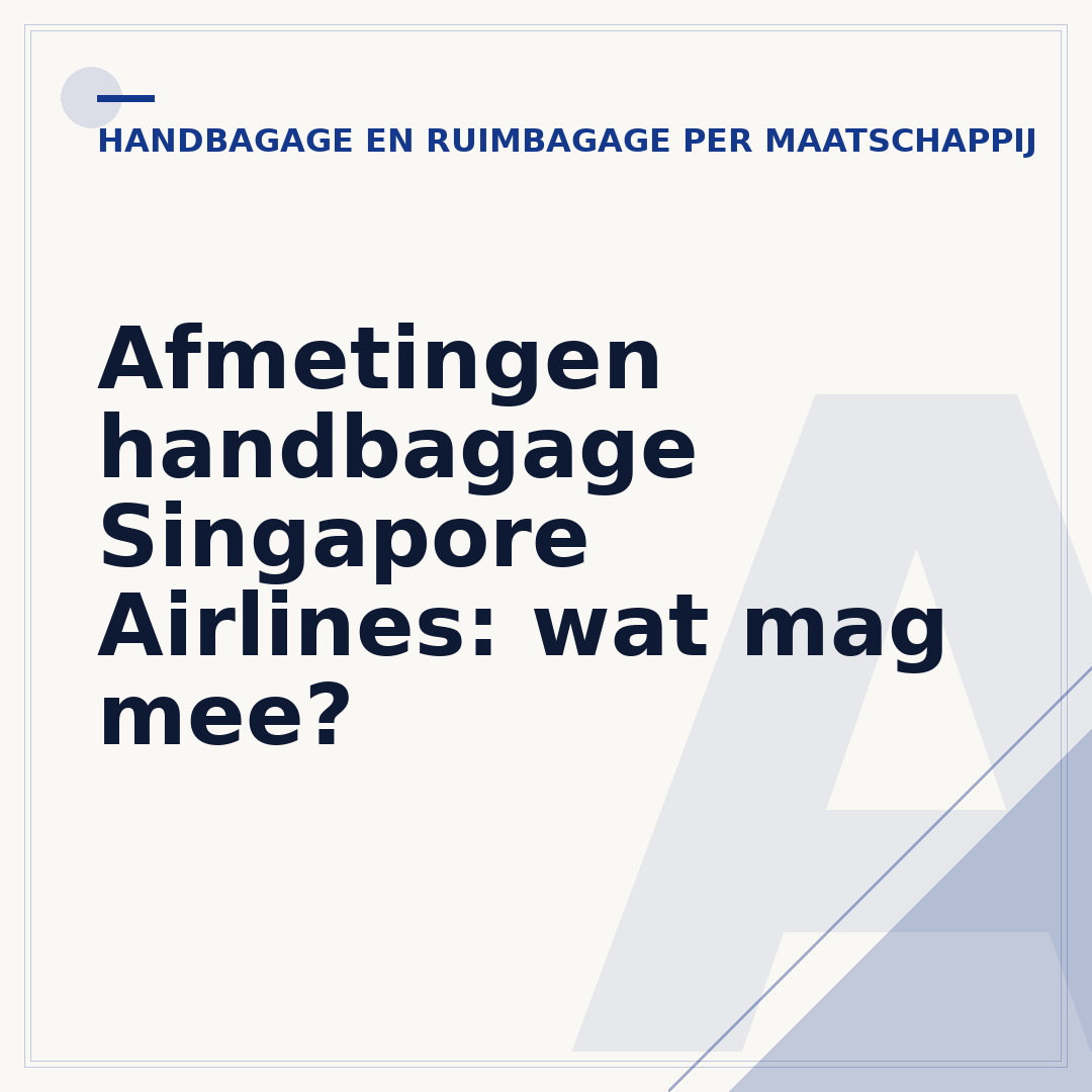 Afmetingen handbagage Singapore Airlines: wat mag mee?