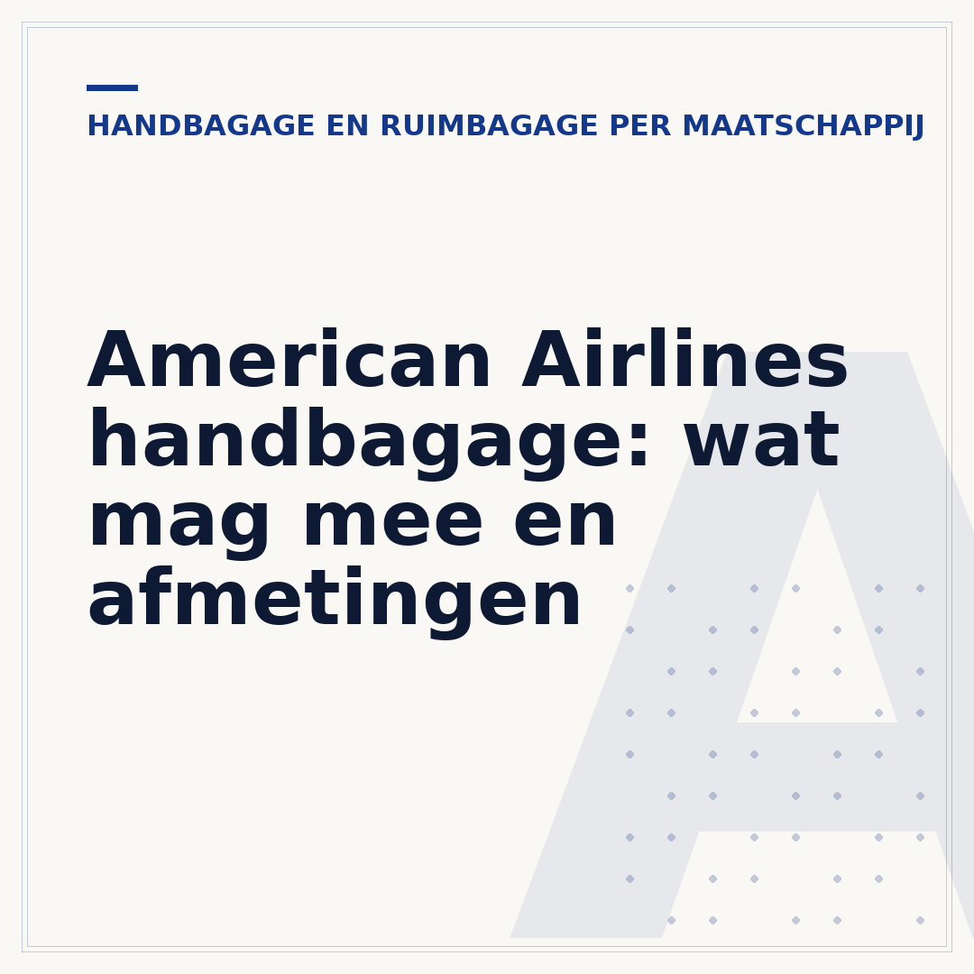 American Airlines handbagage: wat mag mee en afmetingen
