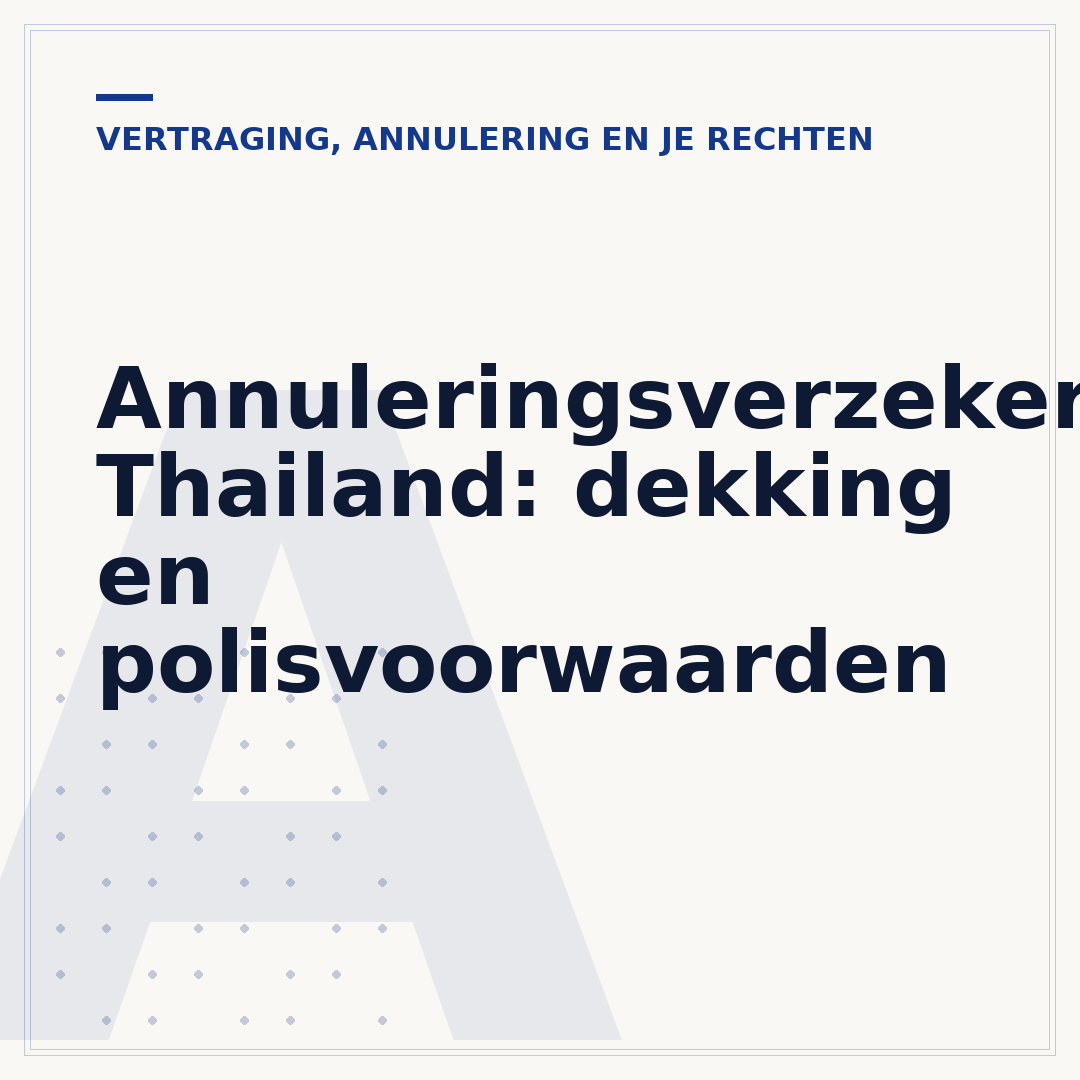 Annuleringsverzekering Thailand: dekking en polisvoorwaarden