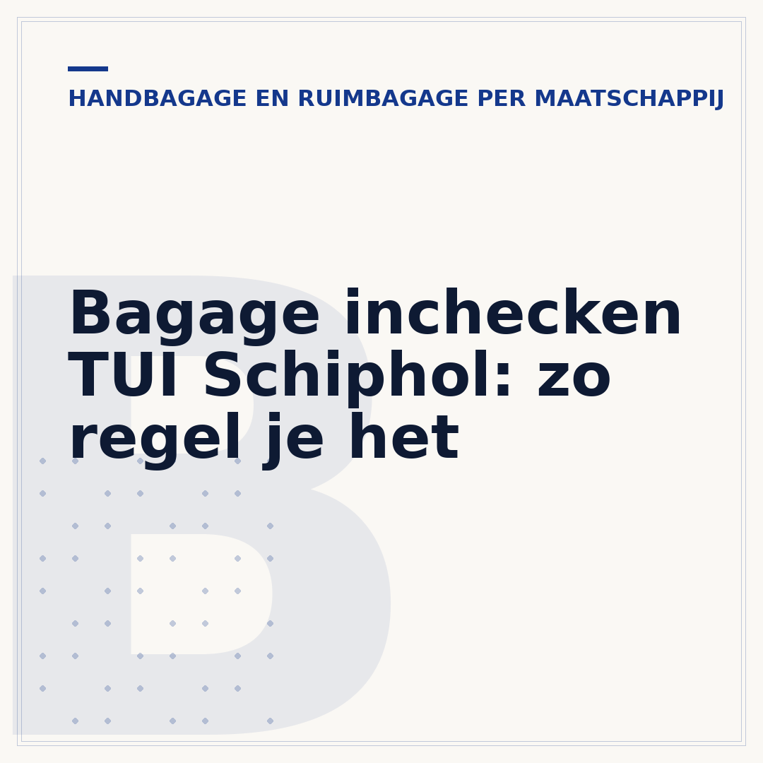 Bagage inchecken TUI Schiphol: zo regel je het