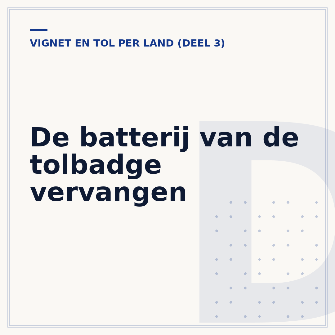 De batterij van de tolbadge vervangen