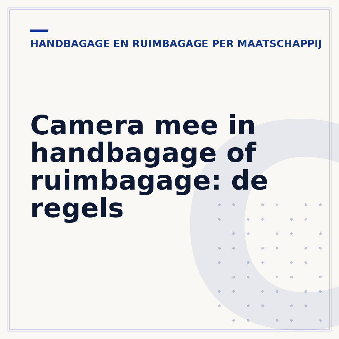 Camera mee in handbagage of ruimbagage: de regels