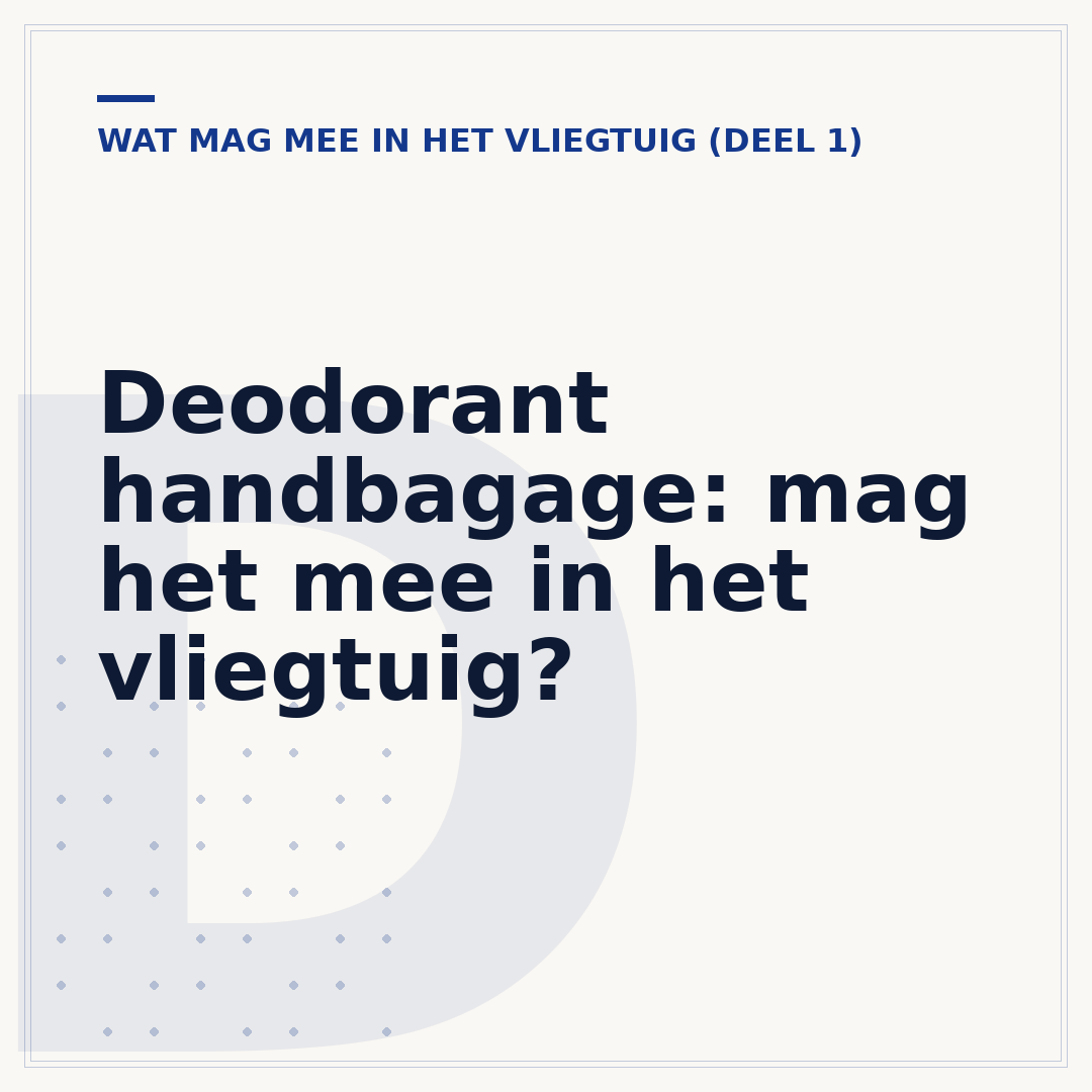 Deodorant handbagage: mag het mee in het vliegtuig?