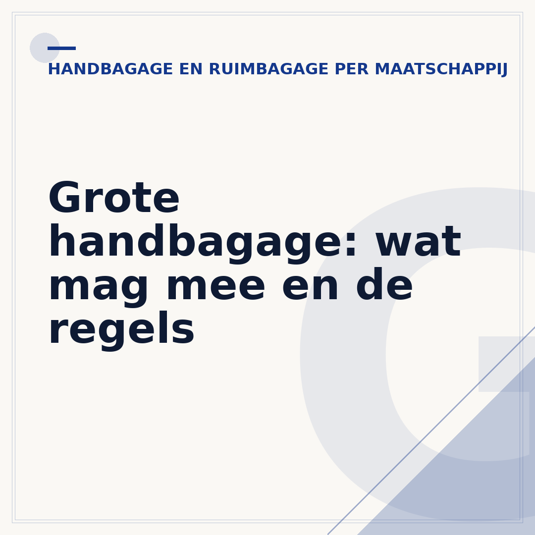Grote handbagage: wat mag mee en de regels
