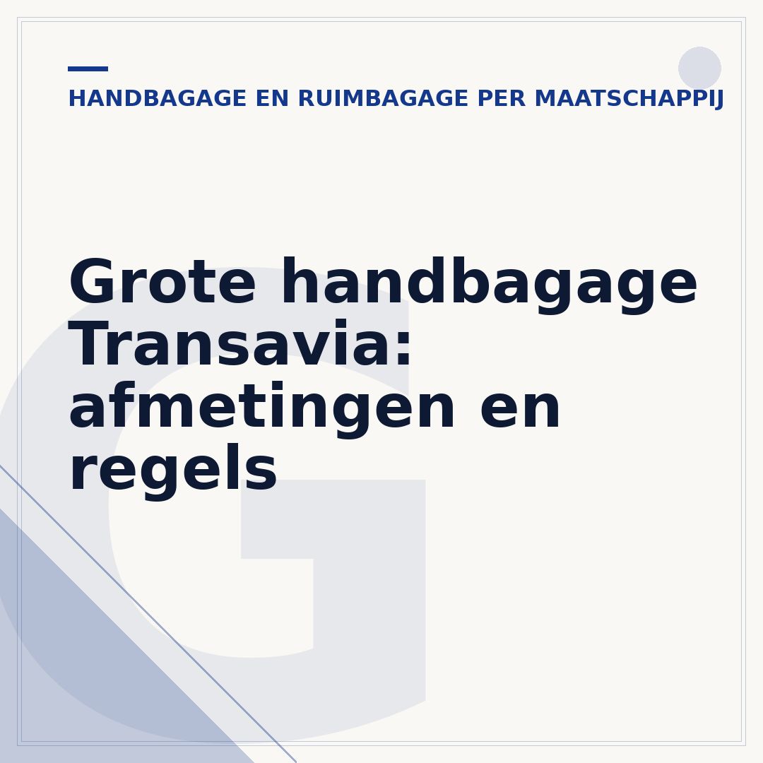 Grote handbagage Transavia: afmetingen en regels