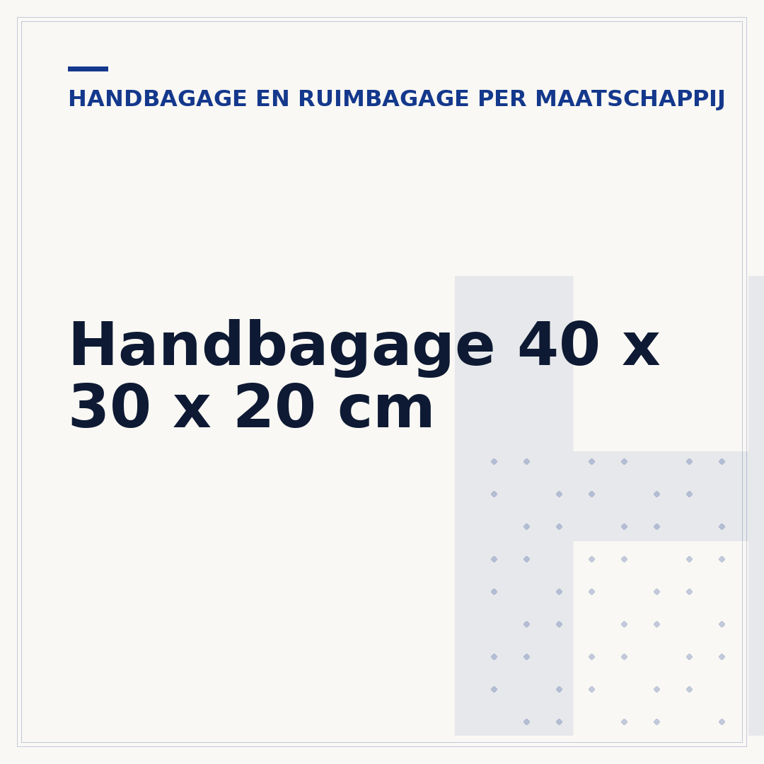 Handbagage 40 x 30 x 20 cm