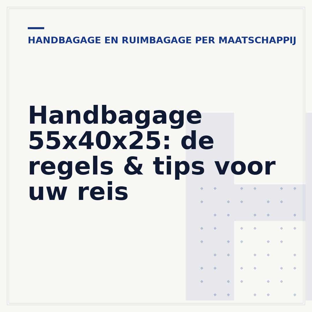 Handbagage 55x40x25: de regels & tips voor uw reis