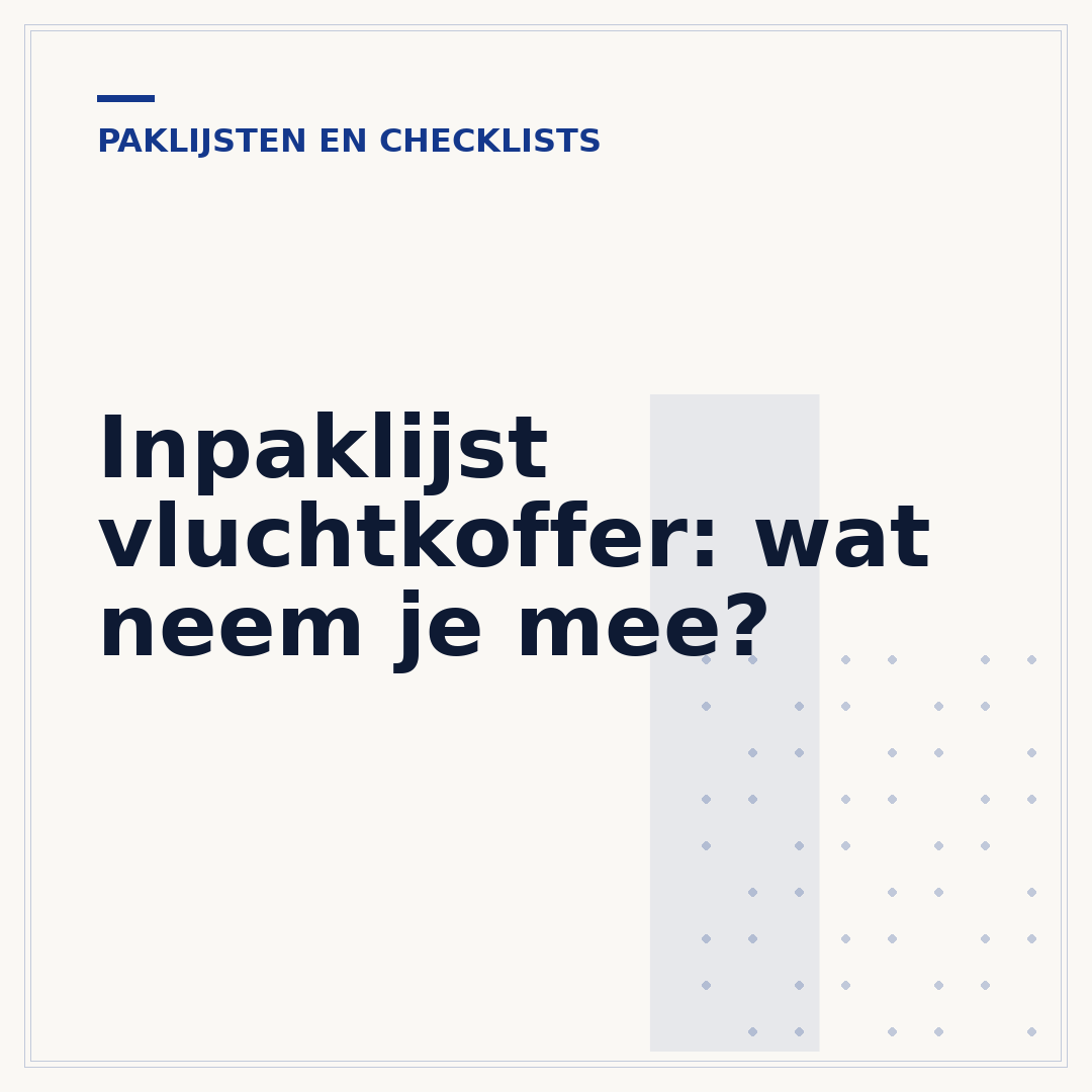Inpaklijst vluchtkoffer: wat neem je mee?