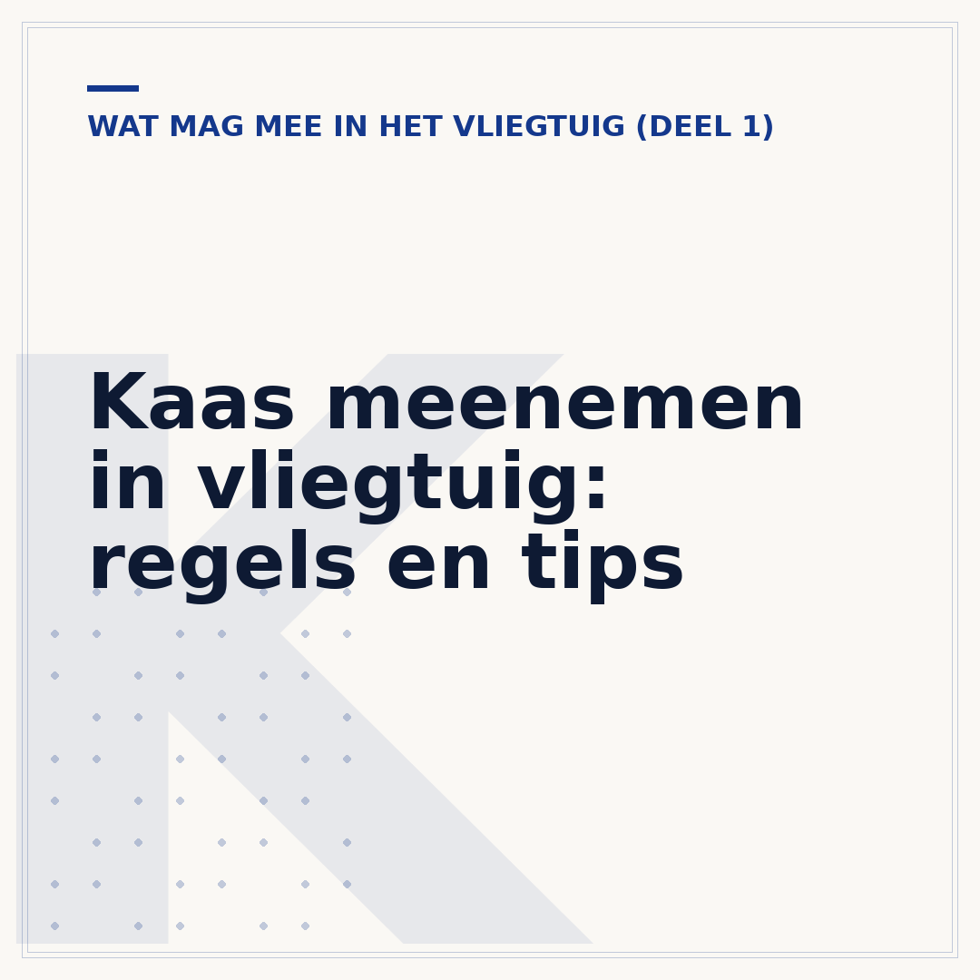 Kaas meenemen in vliegtuig: regels en tips