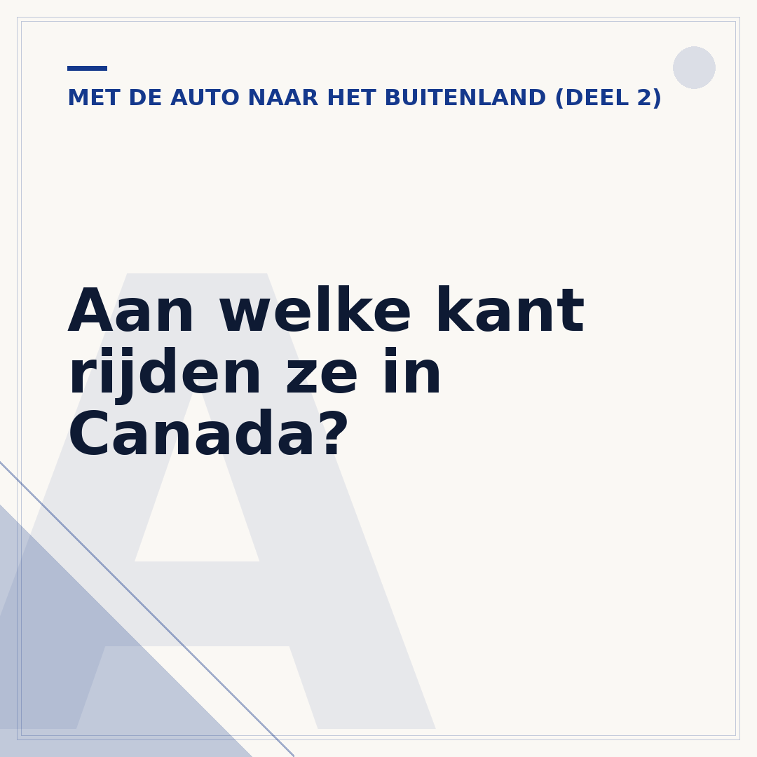 Aan welke kant rijden ze in Canada?