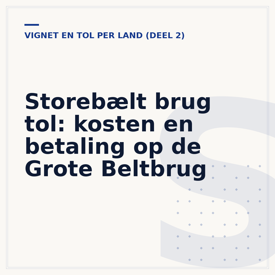 Storebælt brug tol: kosten en betaling op de Grote Beltbrug