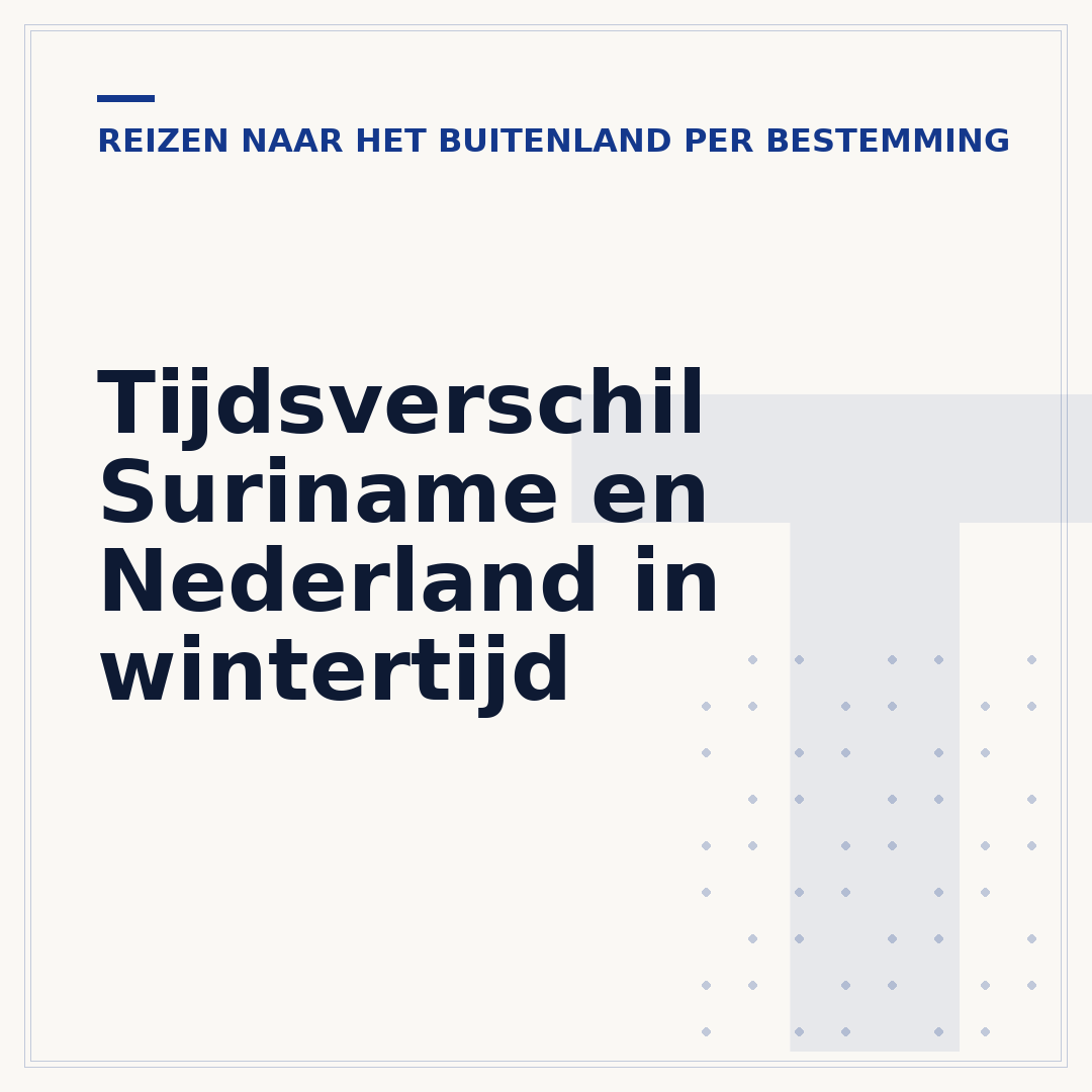 Tijdsverschil Suriname en Nederland in wintertijd