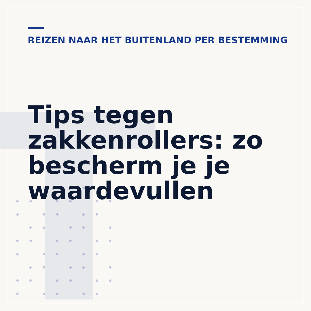 Tips tegen zakkenrollers: zo bescherm je je waardevullen
