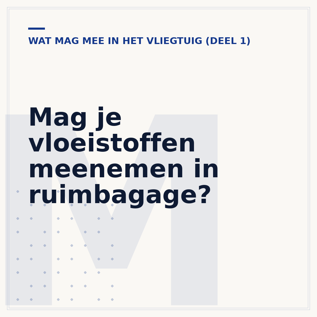 Mag je vloeistoffen meenemen in ruimbagage?