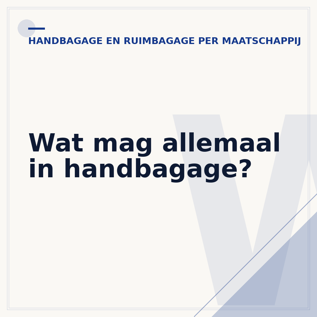 Wat mag allemaal in handbagage?