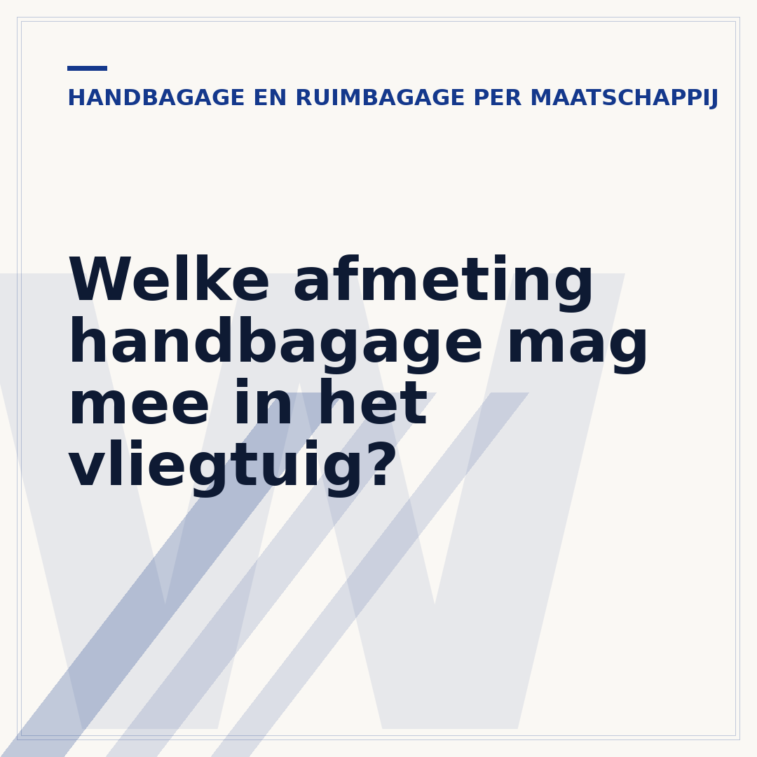 Welke afmeting handbagage mag mee in het vliegtuig?